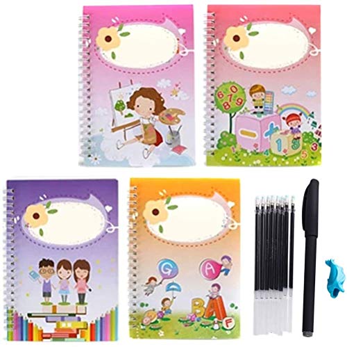 English Calligraphy Copybook Reusable Writing Magic Book Cursive Handwriting Set (4 Copybooks with pen)