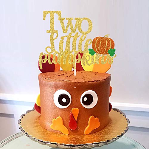 Two Little Pumpkins Cake Topper,Twins Birthday Cake Decor,Fall Twins Baby Shower,Baby Boys / Girls Little pumpkin Party Decorations