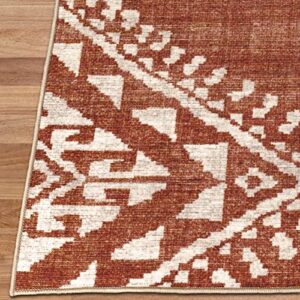 ReaLife Machine Washable Rug - Stain Resistant, Non-Shed - Eco-Friendly, Non-Slip, Family & Pet Friendly - Made from Premium Recycled Fibers - Moroccan Diamond - Orange, 2'6" x 6'