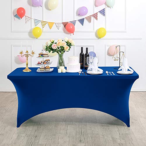 Hezuzo Spandex Table Cover for 4FT Table Universal Fitted Stretch Tablecloth for Party, Banquet, Wedding and Events-Classicblue