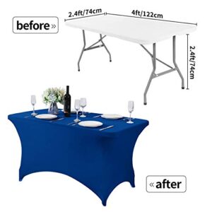 Hezuzo Spandex Table Cover for 4FT Table Universal Fitted Stretch Tablecloth for Party, Banquet, Wedding and Events-Classicblue