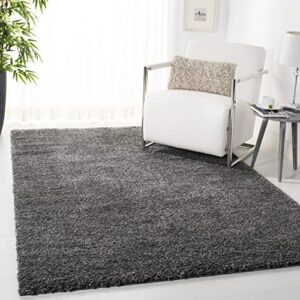 safavieh august shag collection 4' square grey aug900f solid 1.2-inch thick area rug