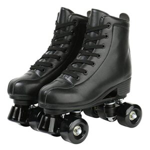 redson womens roller skates four-wheels artificial leather high-top roller skates perfect indoor outdoor adult roller skates with bag (black wheel,40-us: 8.5)