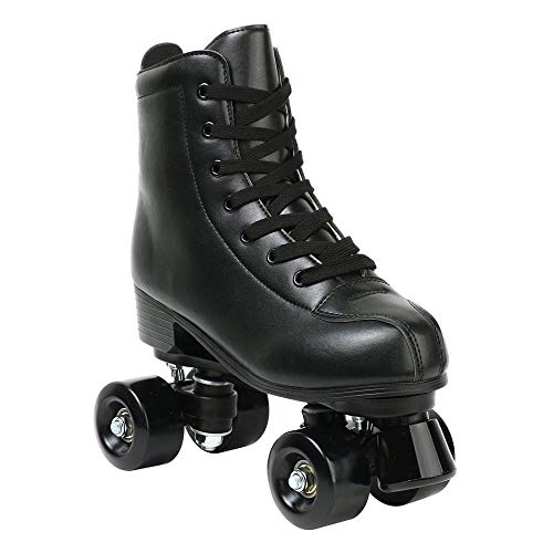 Redson Womens Roller Skates Four-Wheels Artificial Leather High-top Roller Skates Perfect Indoor Outdoor Adult Roller Skates with Bag (Black Wheel,40-US: 8.5)