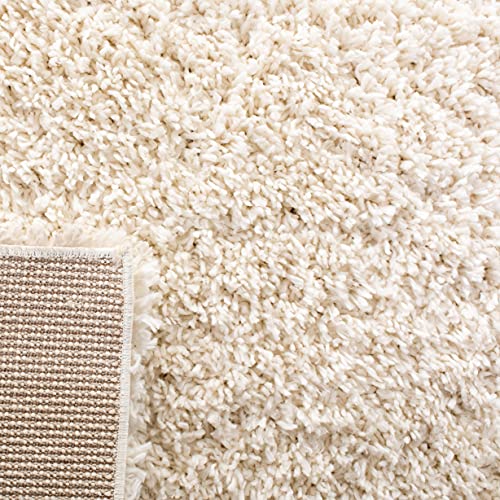 SAFAVIEH August Shag Collection 8' x 10' Ivory AUG200C Solid Non-Shedding Living Room Bedroom Dining Room Entryway Plush 1.5-inch Thick Area Rug