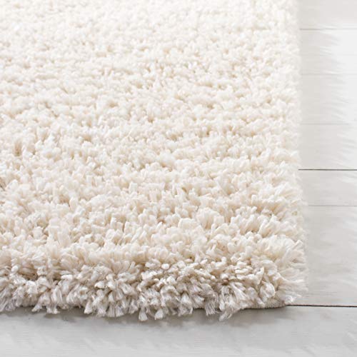 SAFAVIEH August Shag Collection 8' x 10' Ivory AUG200C Solid Non-Shedding Living Room Bedroom Dining Room Entryway Plush 1.5-inch Thick Area Rug