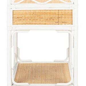 Safavieh Home Collection Rumi White and Natural Rattan 1-Drawer 1-Shelf Nightstand