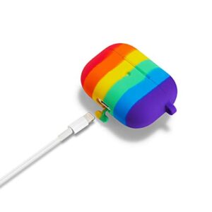 AirPods Pro Case, Rainbow AirPods Pro Case Cover Fashion Stylish Silicone Protective Skin Cover with Keychain for Girls Teens Kids Women Compatible AirPods Pro(2019) (Rainbow-A)