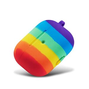 AirPods Pro Case, Rainbow AirPods Pro Case Cover Fashion Stylish Silicone Protective Skin Cover with Keychain for Girls Teens Kids Women Compatible AirPods Pro(2019) (Rainbow-A)