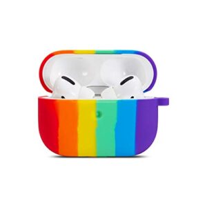 AirPods Pro Case, Rainbow AirPods Pro Case Cover Fashion Stylish Silicone Protective Skin Cover with Keychain for Girls Teens Kids Women Compatible AirPods Pro(2019) (Rainbow-A)