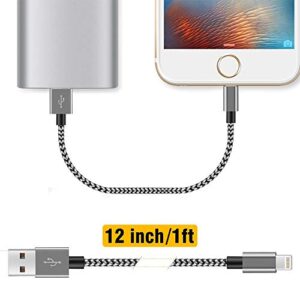 Short iPhone Charger Cable 4Pack,1FT Lightning to USB Braided Data Sync Fast Charger Cord Compatible with iPhone 12 Pro Max/12/11/11 Pro Max X XS Max 8 7 6S Plus Pad 2 3 4 Mini, Pad Pro Air(Black)