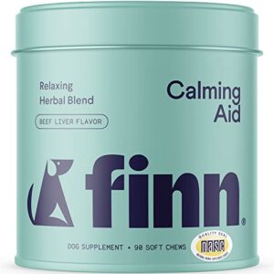 finn calming aid for dogs - natural calming chews with melatonin to help stress, separation & sleep - vet recommended & nasc certified - 90 chews