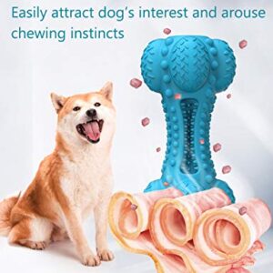 SCHITEC Squeaky Dog Chew Toy, Tough Durable Natural Rubber Bone with Toothbrush, Indestructible for Aggressive Chewers Large Medium Breed Teeth Cleaning