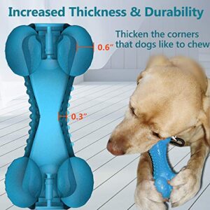 SCHITEC Squeaky Dog Chew Toy, Tough Durable Natural Rubber Bone with Toothbrush, Indestructible for Aggressive Chewers Large Medium Breed Teeth Cleaning
