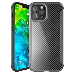 nicexx designed for iphone 12 pro max case with carbon fiber pattern, 12ft. drop tested, wireless charging compatible - black