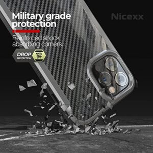Nicexx Designed for iPhone 12 Pro Max Case with Carbon Fiber Pattern, 12ft. Drop Tested, Wireless Charging Compatible - Black