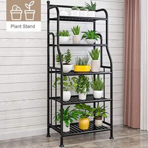 Forthcan Shelving Unit Bakers Rack Metal Storage Shelves Laundry Shelf Organizer Standing Shelf Units for Laundry Kitchen Bathroom Pantry Closet Indoor and Outdoor (5 Tier, Black)