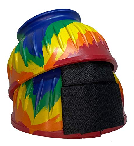 VS Virginia Saddlery Rainbow Bell Boots with Double Velcro Closure - Large (Large)