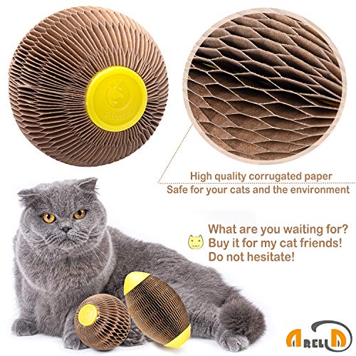 AREIIA 2 PCS Catnip Ball Toys for Cats Catnip Refillable Football Scratcher Balls Kitty's Faithful Playmate Reduce Obesity and Loneliness CSB16BR