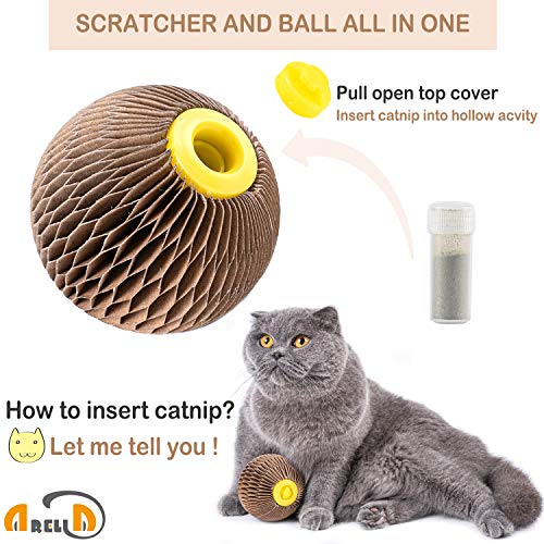 AREIIA 2 PCS Catnip Ball Toys for Cats Catnip Refillable Football Scratcher Balls Kitty's Faithful Playmate Reduce Obesity and Loneliness CSB16BR