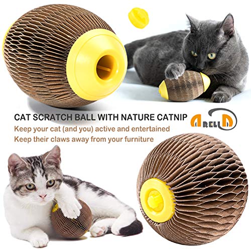 AREIIA 2 PCS Catnip Ball Toys for Cats Catnip Refillable Football Scratcher Balls Kitty's Faithful Playmate Reduce Obesity and Loneliness CSB16BR