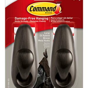 Command Forever Classic Metal Hook, Large, Oil Rubbed Bronze, 2-Hooks (FC13-ORB-2ES), Great for Dorm Decor & Picture Hanging Strips Heavy Duty, Large, White, Holds 16 lbs, 14-Pairs