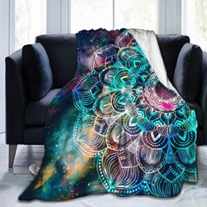 galaxy mandala fleece throw blanket plush soft throw for bed sofa, 80 in x 60 in