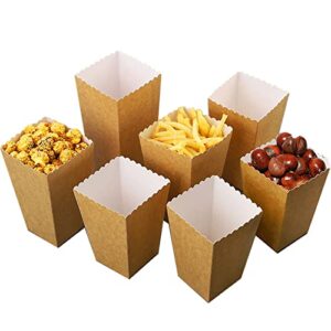 disposable popcorn bags, 36 pack kraft paper popcorn boxes, foldable paper boxes for chips, cookies, nuts, snacks by funzon (brown)