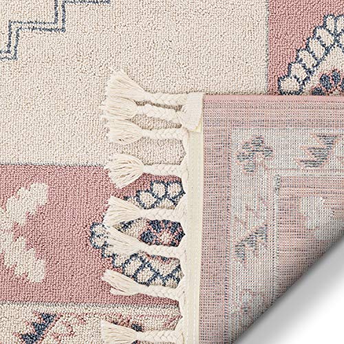 Well Woven Loop-De-Loop Kaya Southwestern Tribal Medallion Blush Kilim-Style 5'3" x 7'3" Area Rug