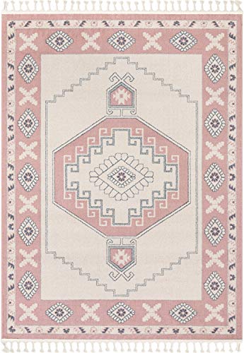 Well Woven Loop-De-Loop Kaya Southwestern Tribal Medallion Blush Kilim-Style 5'3" x 7'3" Area Rug