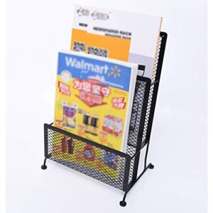 Magazine Rack Newspaper Rack Book Shelf Storage Rack Hollow Metal Wire Letter Rack Display Stand Office Desktop Front Desk 24X18X36CM MUMUJIN (Color : Black)