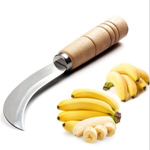 Abaodam sod cutter sickle japanese knife grass saw pruning - Stainless Steel Multifunctional Wooden Handle Fruit Pineapple Banana Knife Cutter Sickle for Restaurant Home