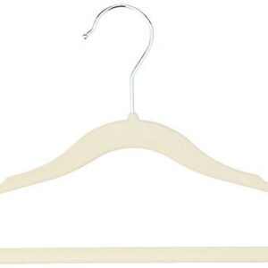 Amazon Basics Slim, Velvet, Non-Slip Suit Clothes Hangers, Ivory/Silver - Pack of 50 & Kids Velvet, Non-Slip Clothes Hangers, Beige - Pack of 50