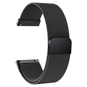22mm stainless steel mesh loop bracelet strap compatible with samsung galaxy watch 3 45mm/gear s3 frontier/classic band, replacement for ticwatch pro/samsung galaxy watch 46mm (1-black)