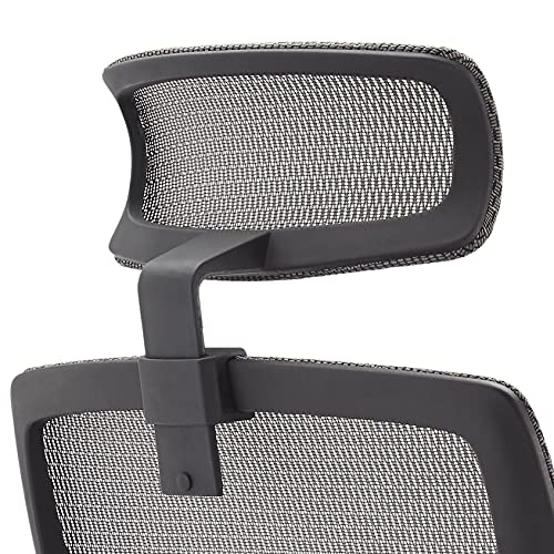 Amazon Basics Ergonomic Adjustable High-Back Chair with Flip-Up Arms and Headrest, Contoured Mesh Seat - Grey, 25.5"D x 26.25"W x 45.5"H