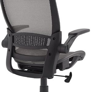 Amazon Basics Ergonomic Adjustable High-Back Chair with Flip-Up Arms and Headrest, Contoured Mesh Seat - Grey, 25.5"D x 26.25"W x 45.5"H