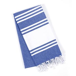 Goroly Home 2 Pack Cotton Beach Towel, Turkish Beach Towel, Gym Towels, Turkish Peshtemal Towels, Pestemal Towels, Thin Camping Bath, Pool Blanket, Fouta Towels 100% Cotton- 36x71 Inch - Royal Blue