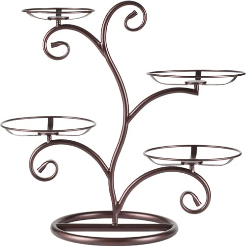 GuangYang Multi-Tier Thicker Metal Sturdier Stand Display Plate Rack - Tree Tiered Cake Serving Holder - Dessert Fruit Presentation - Party Food Server Display -Bronze