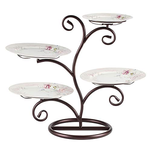 GuangYang Multi-Tier Thicker Metal Sturdier Stand Display Plate Rack - Tree Tiered Cake Serving Holder - Dessert Fruit Presentation - Party Food Server Display -Bronze