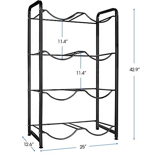 Water Bottle Storage Rack, 4-Tier Reinforced Carbon Steel Water Jug Holder for 8 Bottles of 5-Gallon Water Cooler Bottles Organizer for Office, Family, Garages, Restaurant, and Gym. Black