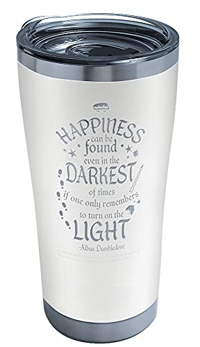 Tervis Harry Potter Happiness Quote Engraved Triple Walled Insulated Tumbler Travel Cup Keeps Drinks Cold & Hot, 20oz Legacy, Glacier White