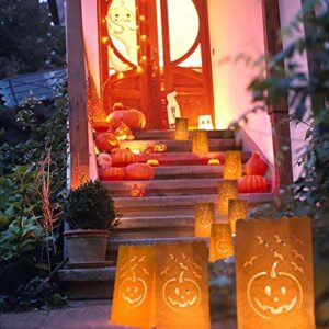 Homemory 24 Pcs Orange LED Tealight Candles with 24 Pcs Orange Halloween Luminary Bags