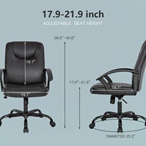 Office Chair Desk Chair Computer Chair with Lumbar Support PU Leather Executive Ergonomic Chair Rolling Swivel Adjustable Task Chair for Men(Black)