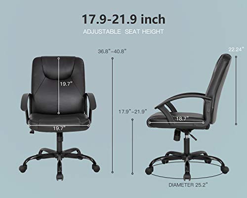 Office Chair Desk Chair Computer Chair with Lumbar Support PU Leather Executive Ergonomic Chair Rolling Swivel Adjustable Task Chair for Men(Black)