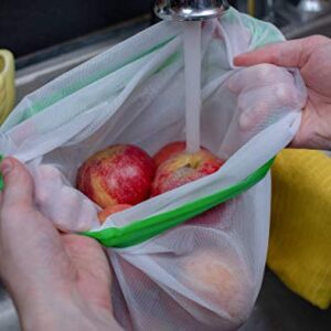 Premium Reusable Mesh Produce Bags With Drawstring - Mesh Produce Bags With Tare Weight - Set of 9 Reusable Grocery Bags - Washable Produce Bags for Fruit and Veg - BPA Free Mesh Bags for Vegetables