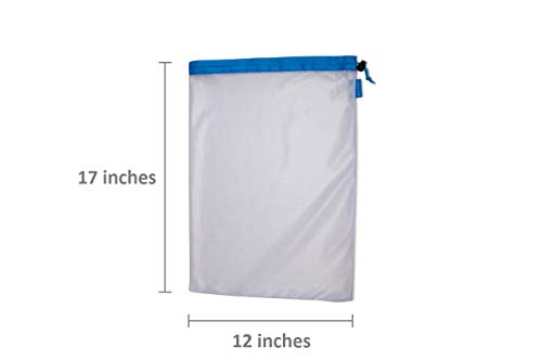 Premium Reusable Mesh Produce Bags With Drawstring - Mesh Produce Bags With Tare Weight - Set of 9 Reusable Grocery Bags - Washable Produce Bags for Fruit and Veg - BPA Free Mesh Bags for Vegetables