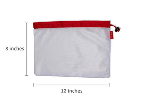 Premium Reusable Mesh Produce Bags With Drawstring - Mesh Produce Bags With Tare Weight - Set of 9 Reusable Grocery Bags - Washable Produce Bags for Fruit and Veg - BPA Free Mesh Bags for Vegetables