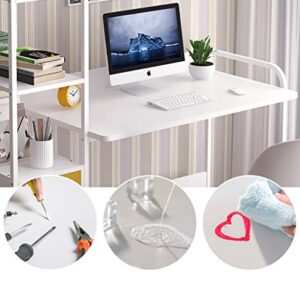 Computer Desk with 2 Drawers,Modern Writing Desk with Bookshelf,L Shaped Pc Laptop Table Sturdy Office Desk Workstation for Home