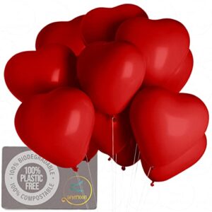 afterloon biodegradable balloons red 12 inch heart shaped 24 pack, thickened extra strong latex helium float, proposal marriage love valentines day wedding bridal globos de san valentin corazones