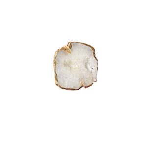 ulani joy medium/large clear/white agate crystal druzy quartz phone grip phone, easy grip for large phone| fresh new look | stand holder for large smart phones and tablets